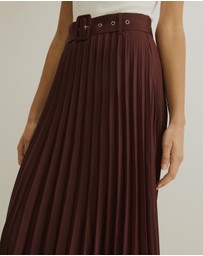 Atmos&Here - Hailey Pleated Belt Midi Skirt