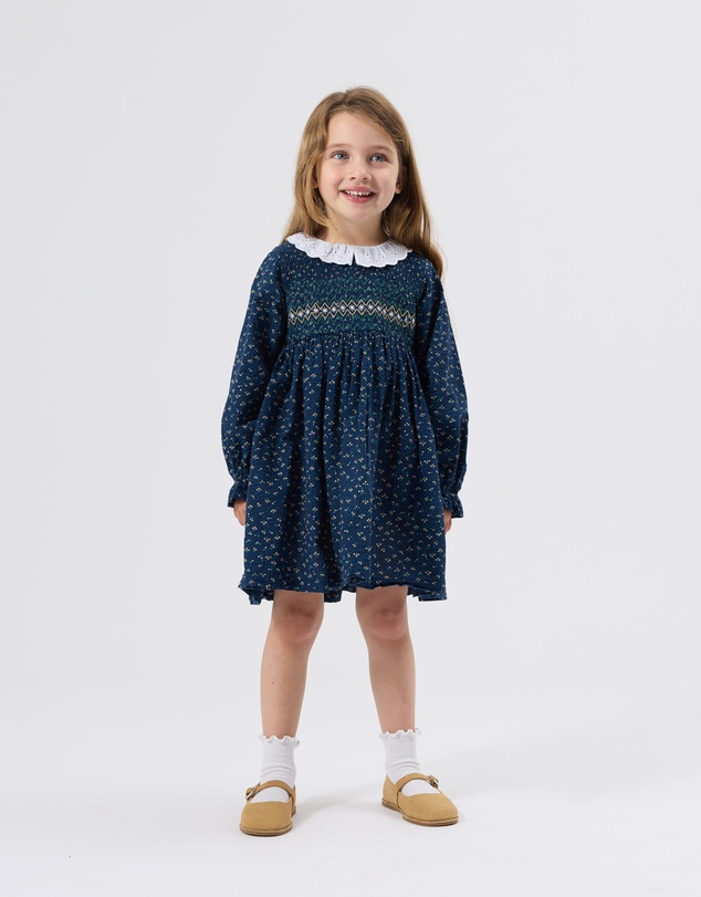 Goldie + Ace - Daphne Long Sleeve Smocked Dress - Babies-Kids