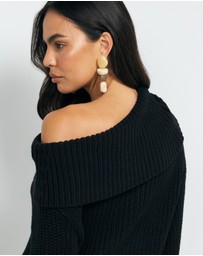 AERE - Leia Off Shoulder Knit Jumper