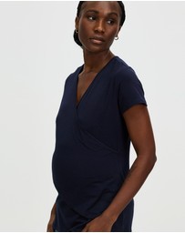 Angel Maternity - Maternity & Nursing Crossover Short Sleeve Tee