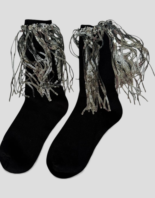 High Heel Jungle - Bowie Cotton Socks With Glitter Fringe