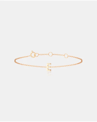 The Silver Collective - Children's A-Z Letter Bracelet - E