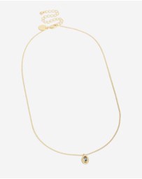 Lovisa - Gold Plated Brass Aquamarine Cubic Zirconia March Birthstone Necklace