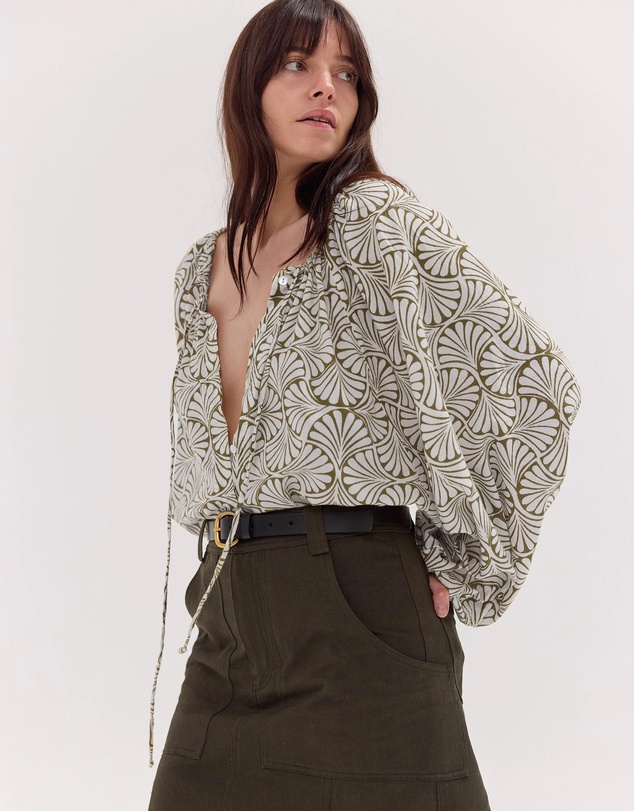 Cloth & Co. - The Block Print Blouse | Olive