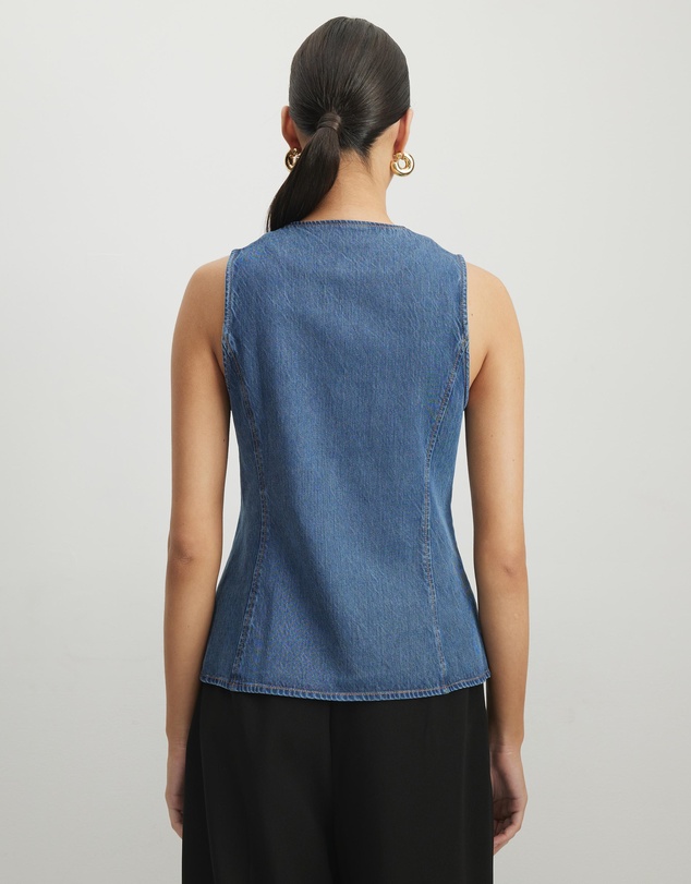 AERE - Margot Button Front Denim Vest