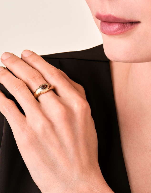 Rosefield - Mocha Crystal Gold-Tone Ring Size 54