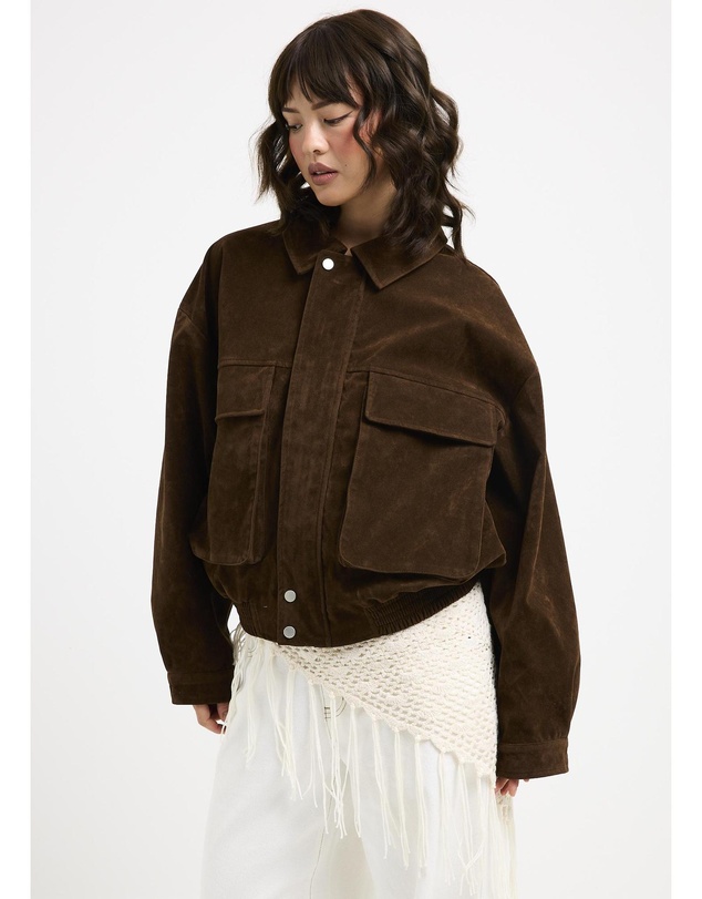 Alice In The Eve - Jen Suede Oversized Patch Pocket Jacket