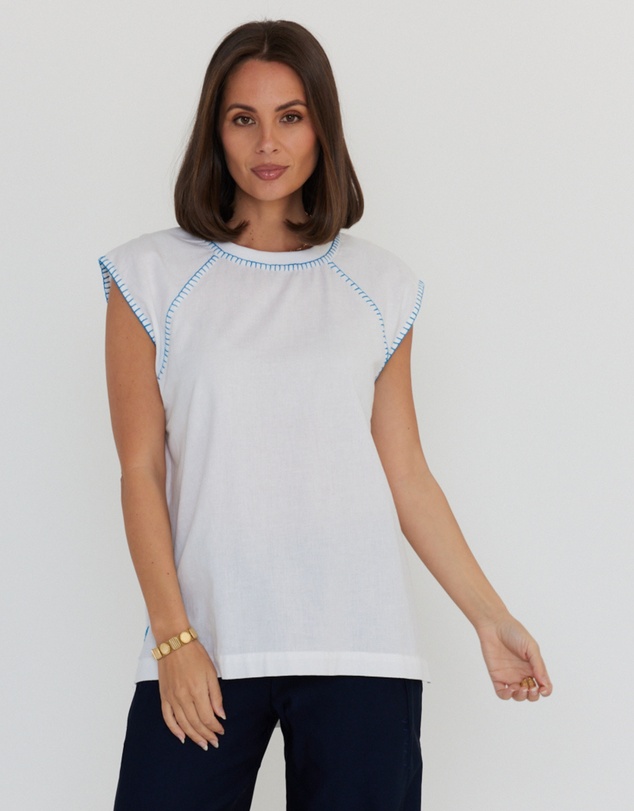 ALEXANDRA - Hudson Tank White/Electric Blue