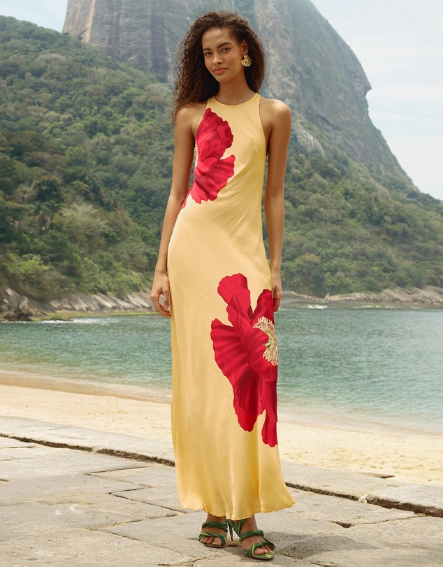 Farm Rio - Poppy Flowers Light Yellow Sleeveless Maxi Dress