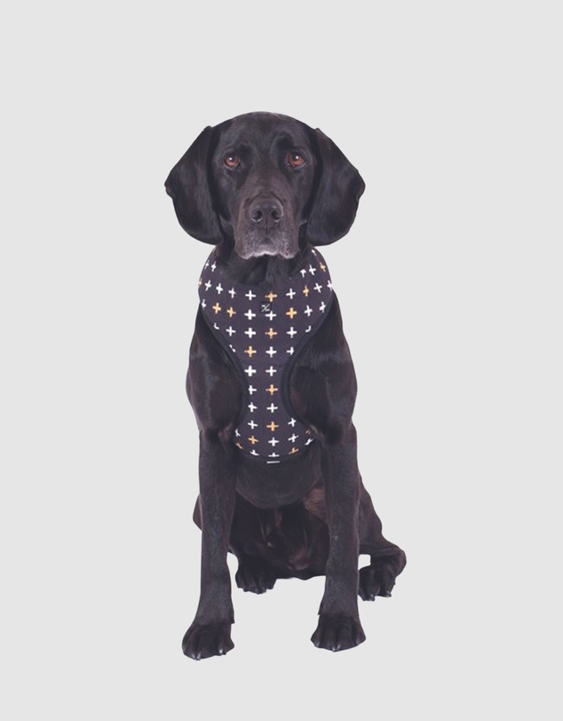 Mog & Bone - Neoprene Dog Harness - Black Metallic Cross Print