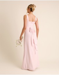 Six Stories - Square Neck Chiffon Bridesmaid Dress with Neck Scarf