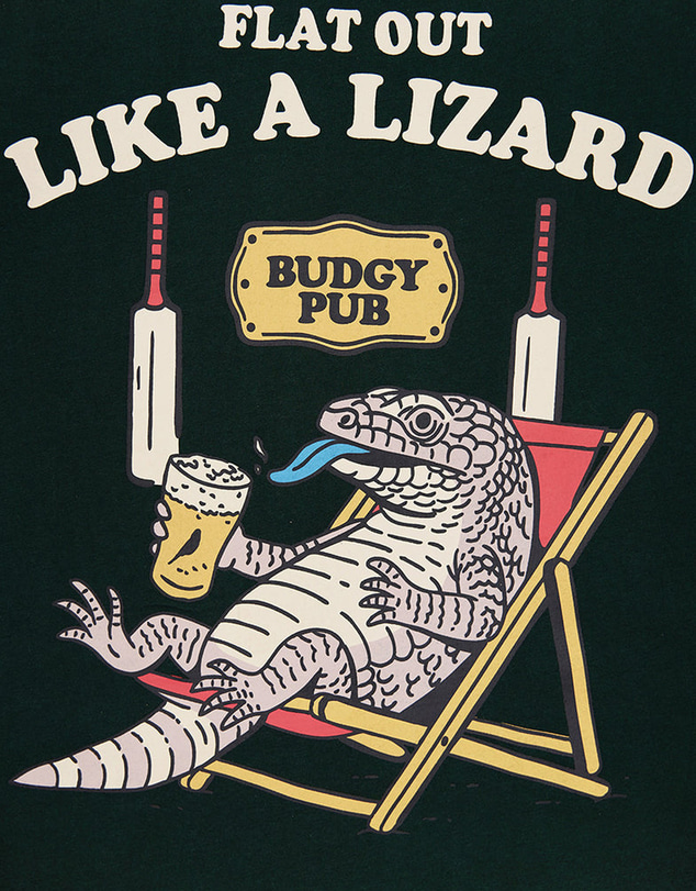 Budgy Smuggler - Green Singlet with Lounging Like A Lizard