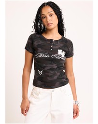 Neon Hart - Waffle Camo Henley T-Shirt
