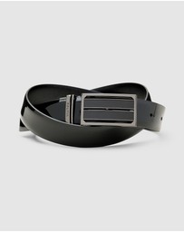 Politix - Reversible Textured And Patent Leather Belt