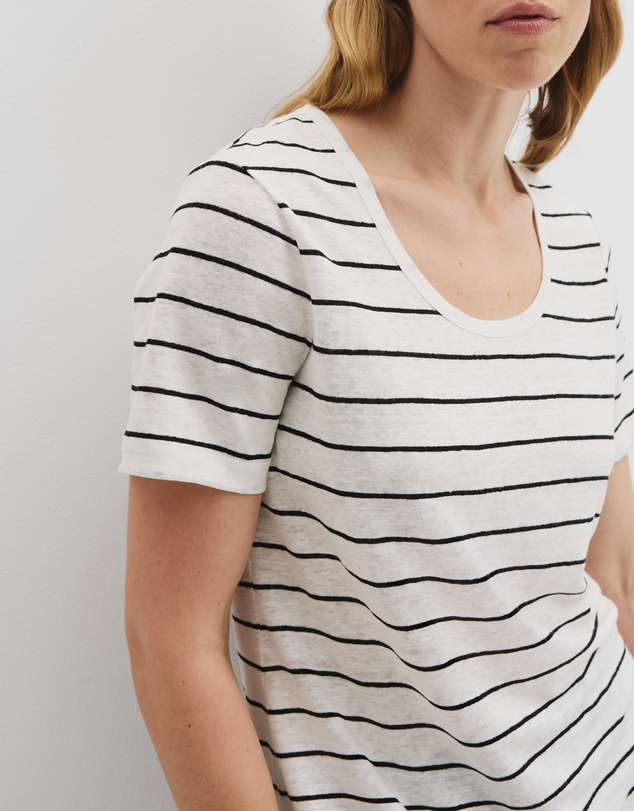 Country Road - Organically Grown Linen Stripe Scoop Neck T-shirt