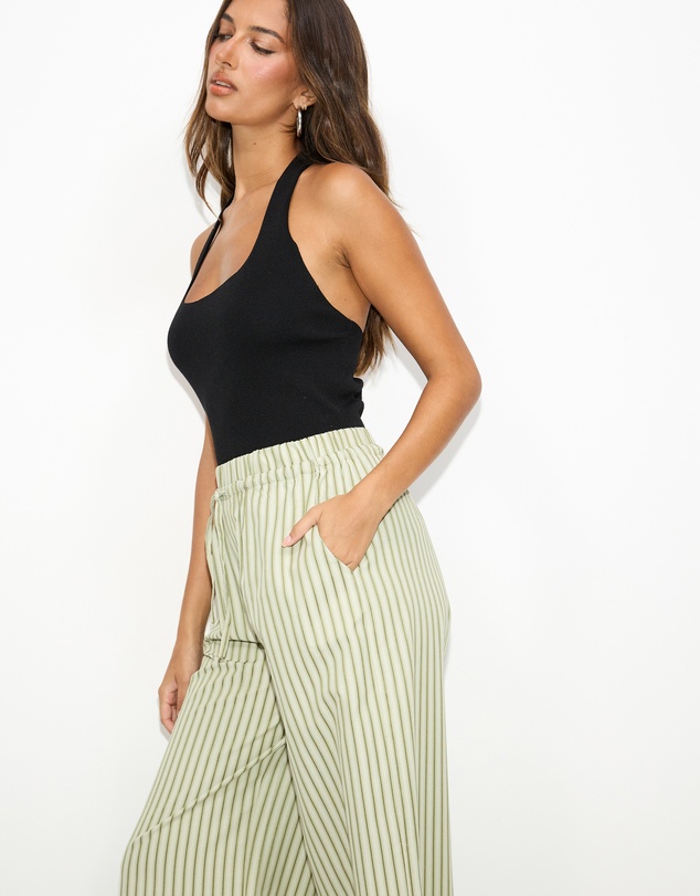 Dazie - Nina Stripe Double Waist Band Pants
