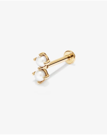 Michael Hill - Cultured Freshwater Pearl Two-Stone Helix Earring in 10kt Yellow Gold