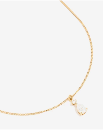 Lovisa - Waterproof Gold Plated Stainless Steel Cubic Zirconia Pear Pendant Necklace