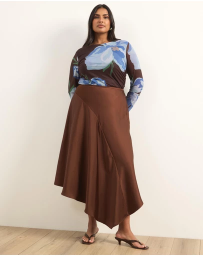 Atmos&Here Curvy - Bonnie Asymmetrical Handkerchief Midi Skirt