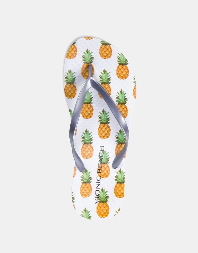 Vionic - Noosa Print Toe Post Sandal - Silver Pineapple