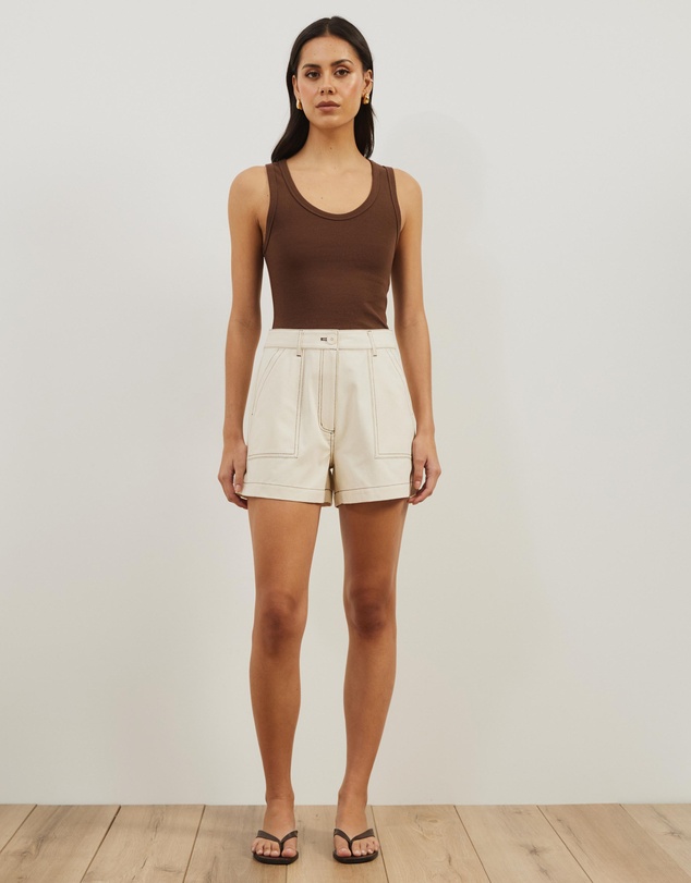Atmos&Here - Cara Contrast Stitch Twill Shorts