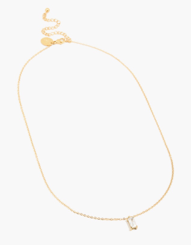 Lovisa - Waterproof Gold Plated Stainless Steel Cubic Zirconia Baguette Pendant Necklace
