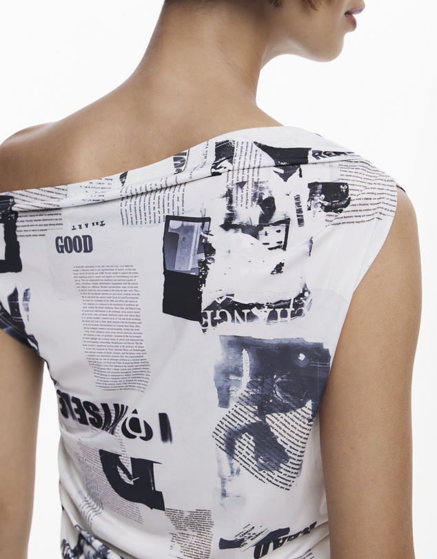 Desigual - Draped newspaper T-shirt