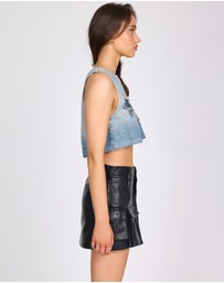 ONE TEASPOON - Star Cropped Denim Top - Pacifica Blue