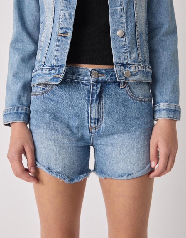 Decjuba Kids - Abbie Rolled Cuff Denim Shorts - Kids-Teens