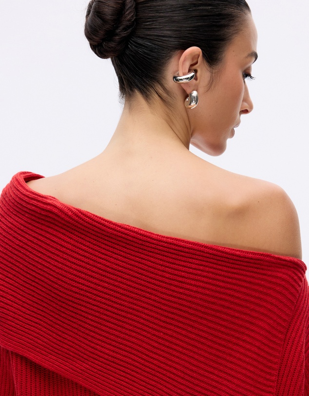 Minima Esenciales - Vireo Cotton Cashmere Blend Off Shoulder Knit Top
