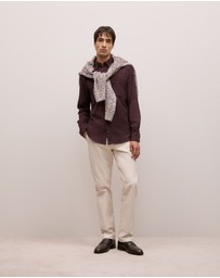 Trenery - Brushed Cotton Melange Shirt in Fudge