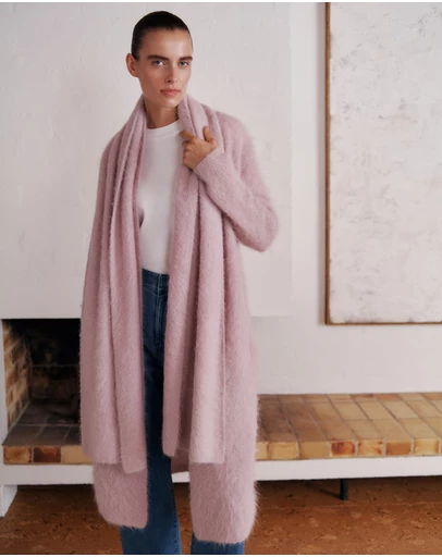 Trenery - Brushed Alpaca Longline Cardigan in Pink Rose