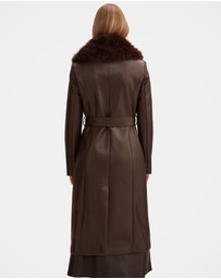 Forever New - Faith Faux Fur Collar Vegan Leather Trench Coat