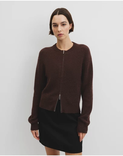 Country Road - Australian Cotton Wool Blend Zip Through Knit Cardigan