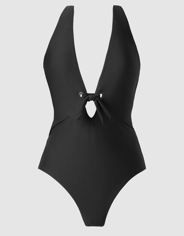 Magicsuit - Halle Plunge Tie Front Shaping One-Piece Swimsuit