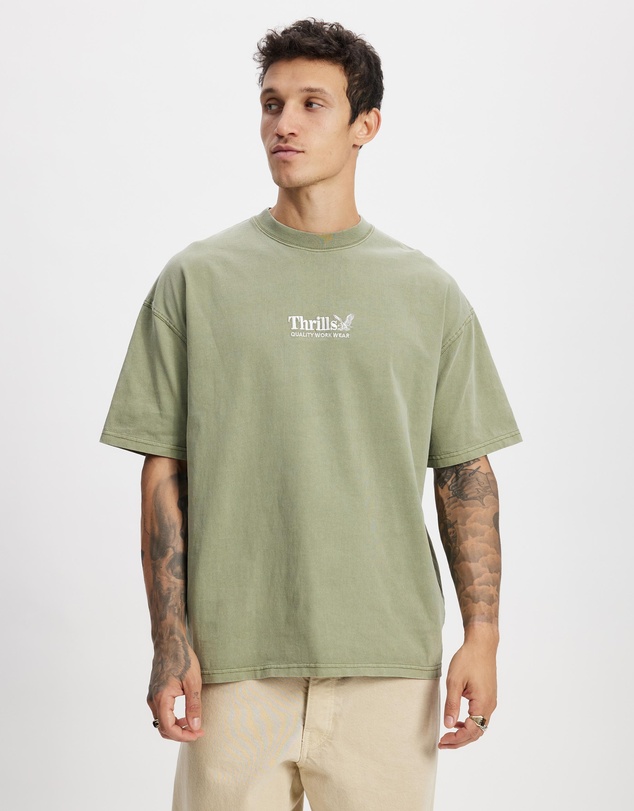 Thrills - ICONIC EXCLUSIVE Thrills Workwear Embro Box Fit Oversize Tee