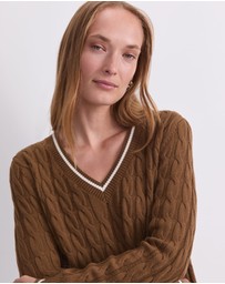 Sportscraft - Merino Cable V Neck Sweater