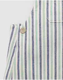 Purebaby - Striped Overalls -Kids-Babies