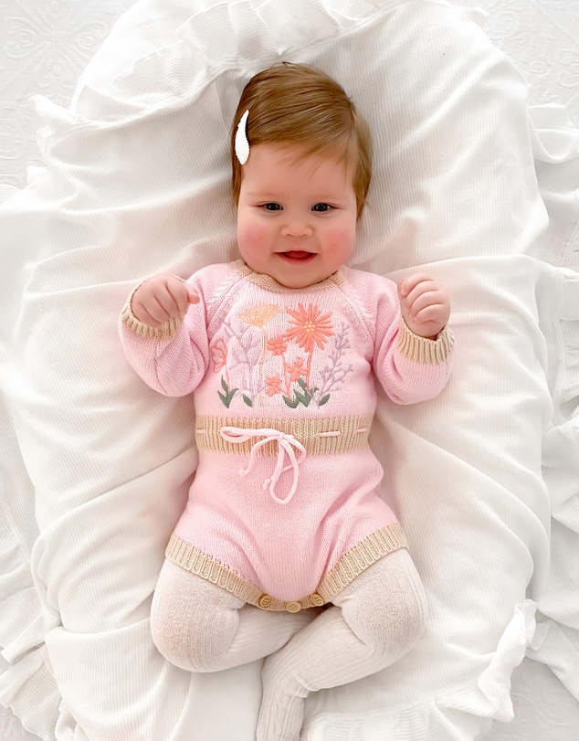 WITH LOVE FOR KIDS - Long Sleeve Knitted Romper - Babies