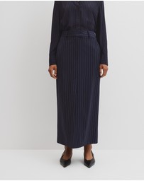 Country Road - Wool Blend Tailored Pinstripe Column Skirt