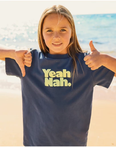 Skwosh - Yeah Nah Kids Slang Tee in Navy