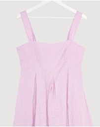 Revibe - Repaired AERE Inara Pleated Linen Midi Dress - AU 14