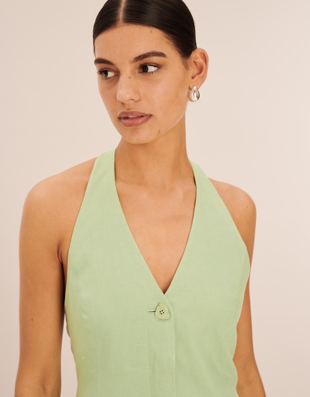 AERE - Tailored Linen Mini Halter Dress