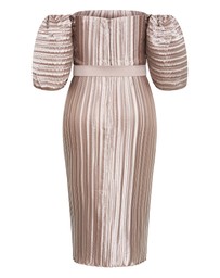 City Chic - Plus size Krista Pleat Midi Dress - champagne