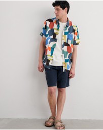 Seasalt - Seasalt Cornwall Multi Blue Heron Short Sleeve Shirt