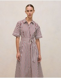 Trenery - Poplin Stripe Belted Dress in Espresso