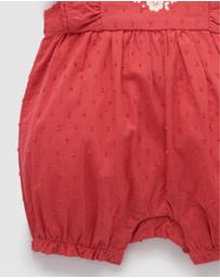 Purebaby - Red Embroidered Romper -Kids-Babies