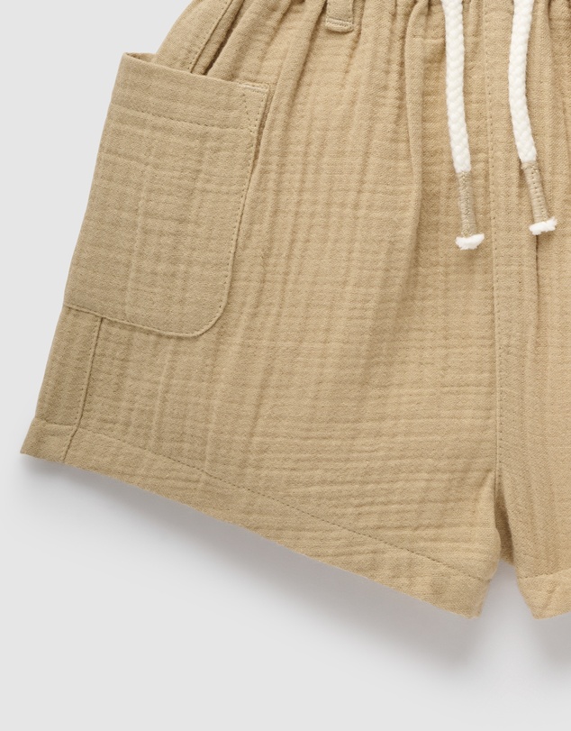 Purebaby - Crinkle Cotton Shorts-Babies