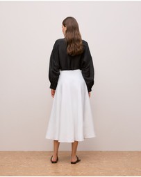 Trenery - Textured Flare Midi Skirt in White
