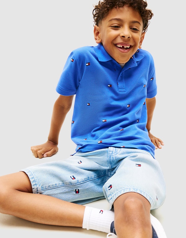 Tommy Hilfiger - Regular Fit Wavy Flag Embroidery Polo Shirt - Kids
